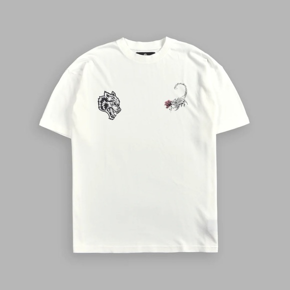 SCORPION ROSE "PREMIUM" OVERSIZED TEE IN CREAM - Picture 3 of 6